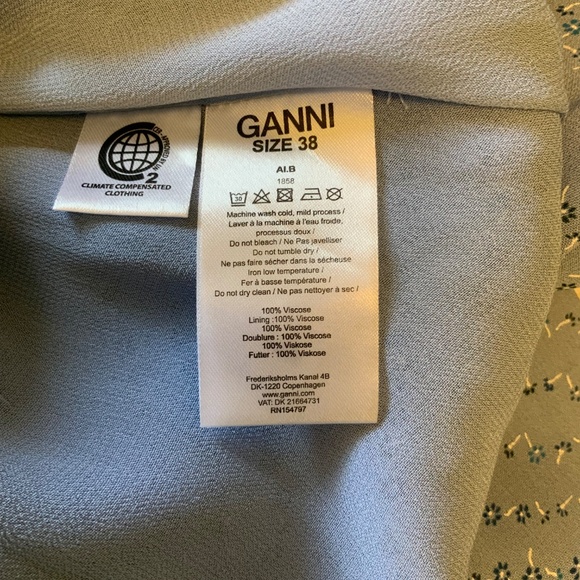 NEW! Ganni Blue Floral High Low Wrap Dress Size 8-10 - Picture 5 of 10